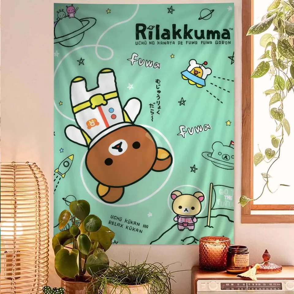 Roztomilý rilakkuma medveď hippie stena zavesenie tapisérie České tapisérie steny mandala ins domáci dekor