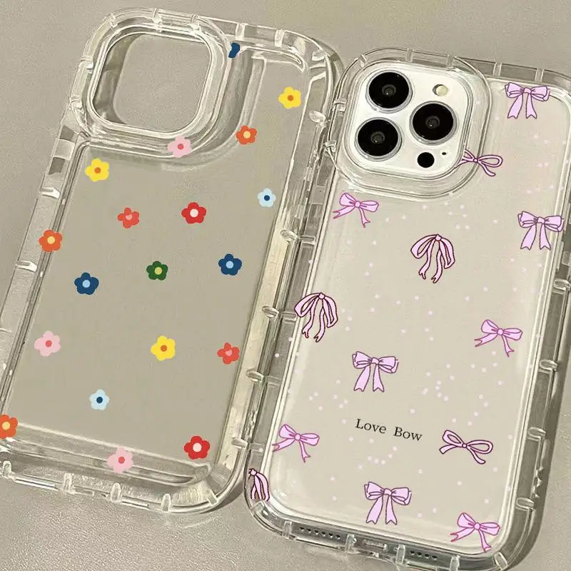 Roztomilý ružový bowknot malý kvetinový výtlačok pre OPPO A38 A18 A17 A16 A15 A53 A54 A52 A72 A92 A96 A5 A5 A9 2020 F11 Pro Cover Cover