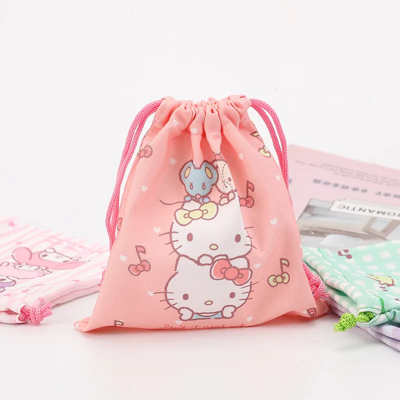 Roztomilý Sanrio Cartoon Handster Storage SplackString Bag Stohovacie tašky Cartoon Melody Hello Kitty Candy Candy Bag Šperky šnúrka