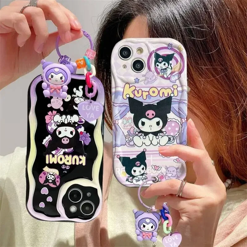 Roztomilý Sanrio Kuromi Prívesok pre prípad Vivo Y17S Y22S Y36 Y21 Y33S Y21S Y35 Y15S Y15A Y01 Y20 V29E V30E V25 V25 V23 V27 V30 Pro Cover
