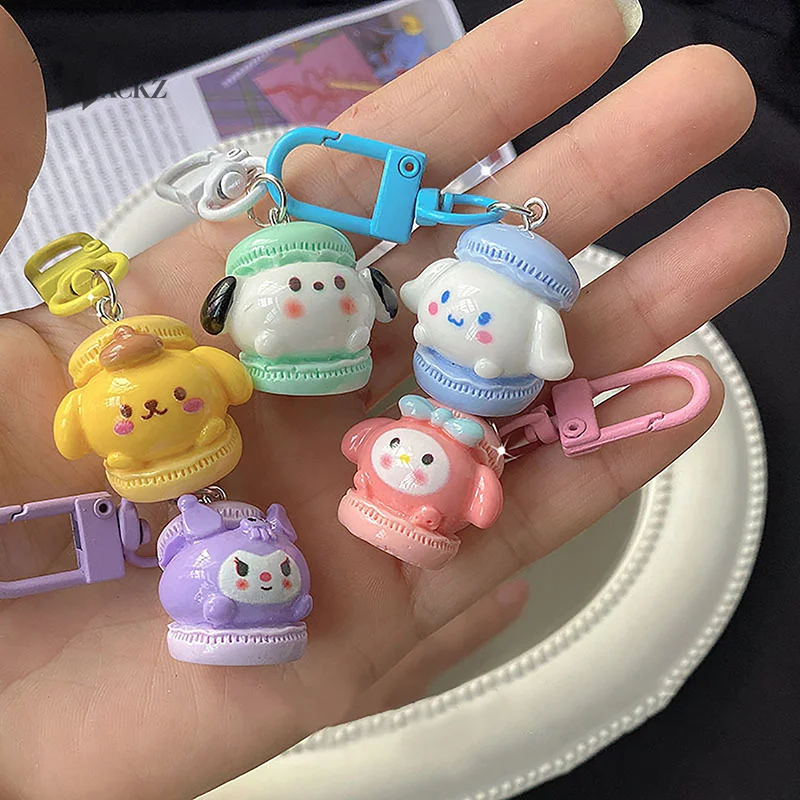 Roztomilý Sanrio Macaron Keychain Sladké dievča srdce Študent japonský prívesok Kľúčové darčekové doplnky