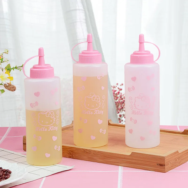 Roztomilý sanrio olejový hrniec Cartoon Hello Kitty tlač Domácnosť Kuchynská špička Plastový olejový filter kečup šalát z korenia