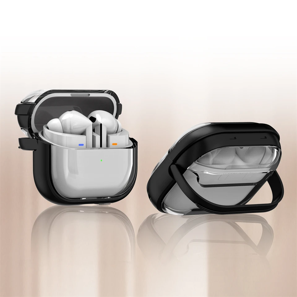 Roztomilý skladací držiak stojan na šokom podvozku slúchadla pre Samsung Galaxy Buds 3 Pro 3Pro Buds3 Clear Cover Shell Coques Bag Bag