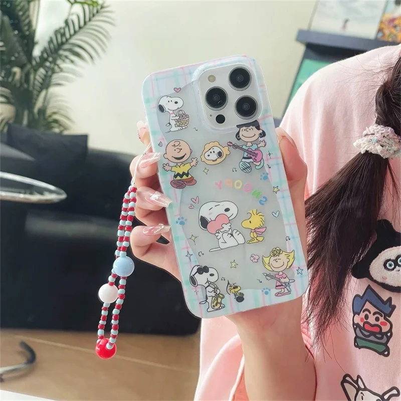 Roztomilý snoopy Charlie Funny Cartoon Clear Soft Silikone Phone Cover pre iPhone 12 13 14 15 Pro Max Snoopy Laser Heart Love Case Case