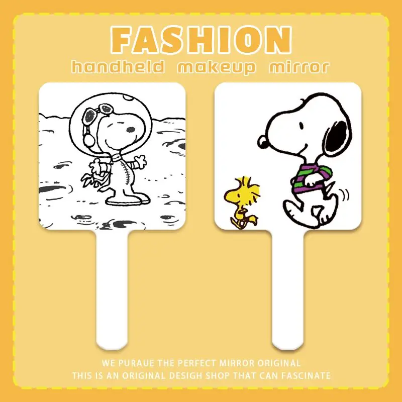 Roztomilý snoopy charlie hnedá rukoväť zrkadlo karikatúry prenosné mini make -up zrkadlové ručné zrkadlá darčeky