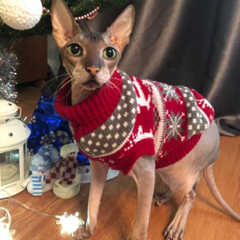 Roztomilý sphynxový mačkový sveter zimné teplé domáce zvieratá oblečenie pre mačky Kedi mačiatko