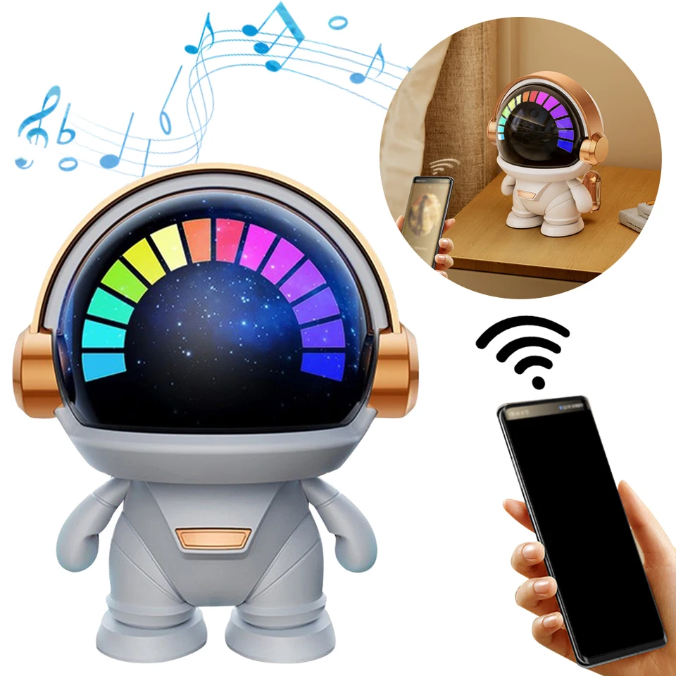 Roztomilý stolný vesmír subwoofer subwoofer Bluetooth kompatibilný TWS COUPlet Mini prenosný reproduktor RGB nočná lampa Cute Spaceman Subwoofer