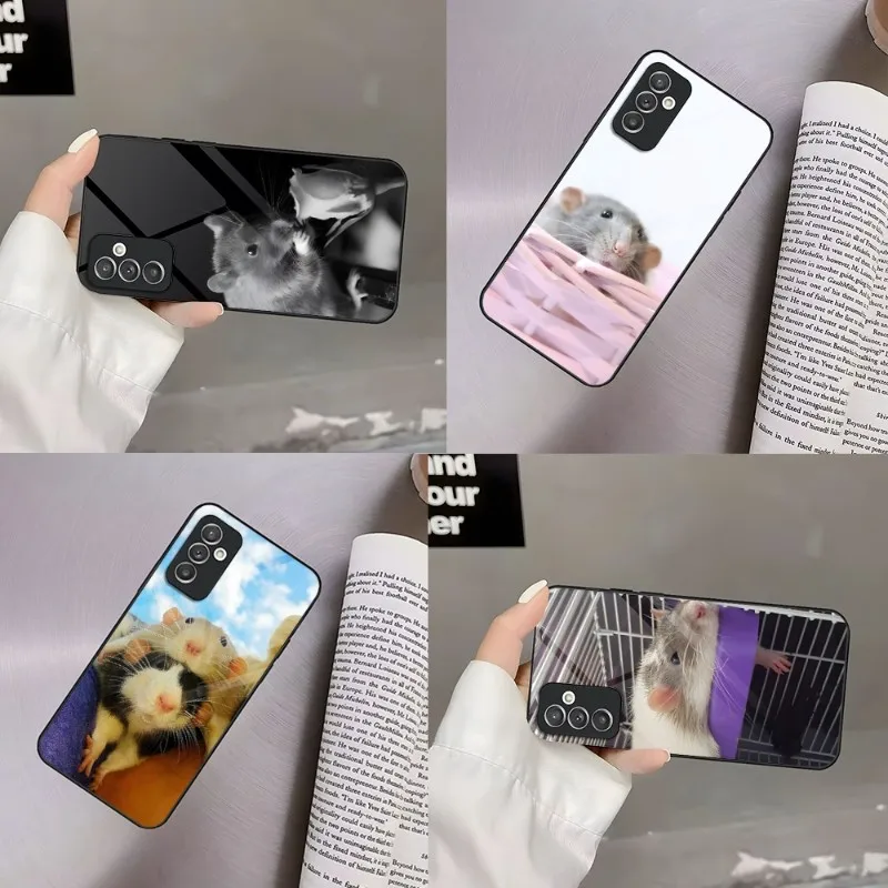 Roztomilý telefón s myšou pre potkany pre Samsung A52 A22 A21 A20 A31 A71 A51 A12 A40 A10 A14 A54 A34 5G Glass Design Design zadný kryt