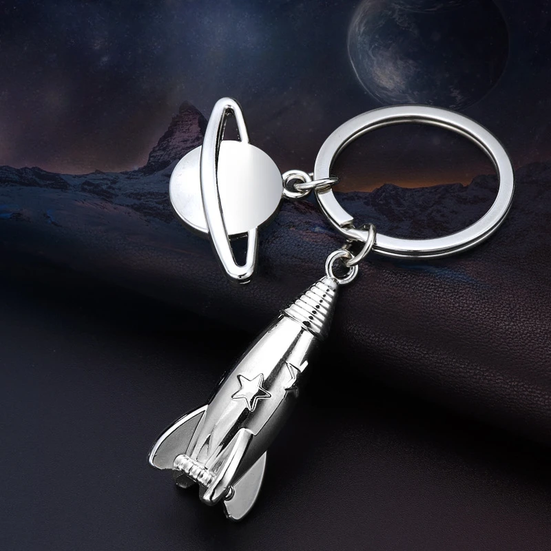Roztomilý UFO-Space astronaut Rocket Planet Spaceman Universe hviezdy kovový kľúče kľúče