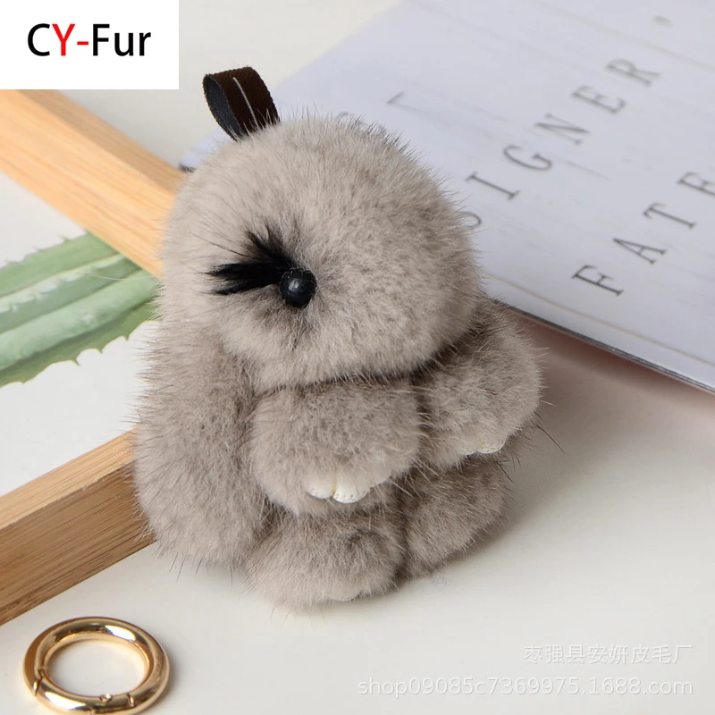 Roztomilý zajačik originálny Mink kožušina králikov Kľúčenka s kabelkou Charm Charm Animal Lovers Parkuke príslušenstvo pre ženy darček darček