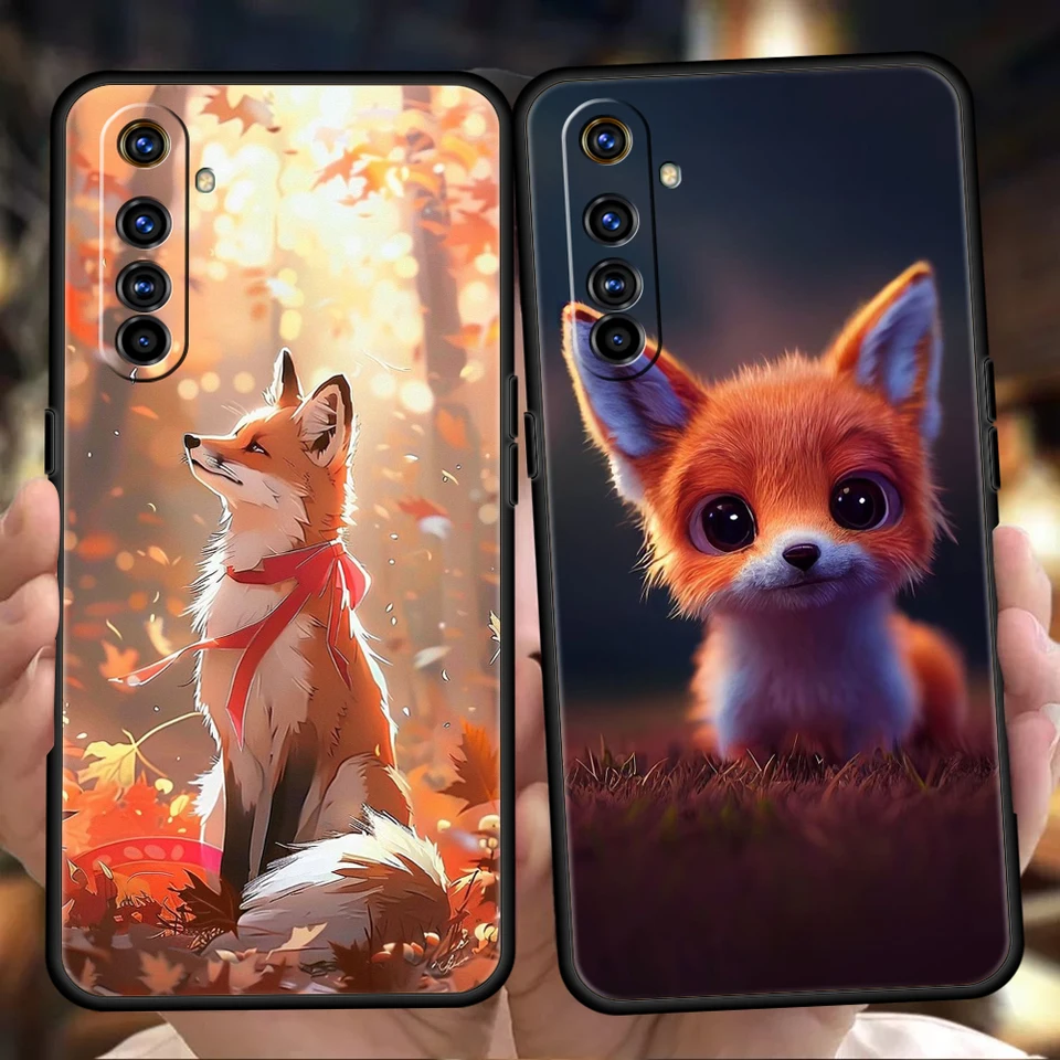 Roztomilý zvieracia líška Soft TPU pre Realme 10 11 8i 9i 9 Pro Plus GT2 C3 6 7 8 Pro C21 C11 C25 C35 Pro 5G Shock -odolný telefón Capas