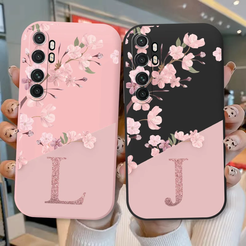 Roztomilý úvodný list pre xiaom mi poznámka 10 LITE zadný kryt jednoduchý štýl kvetinu mäkkých silikónových fondov pre xiaomi note10 lite