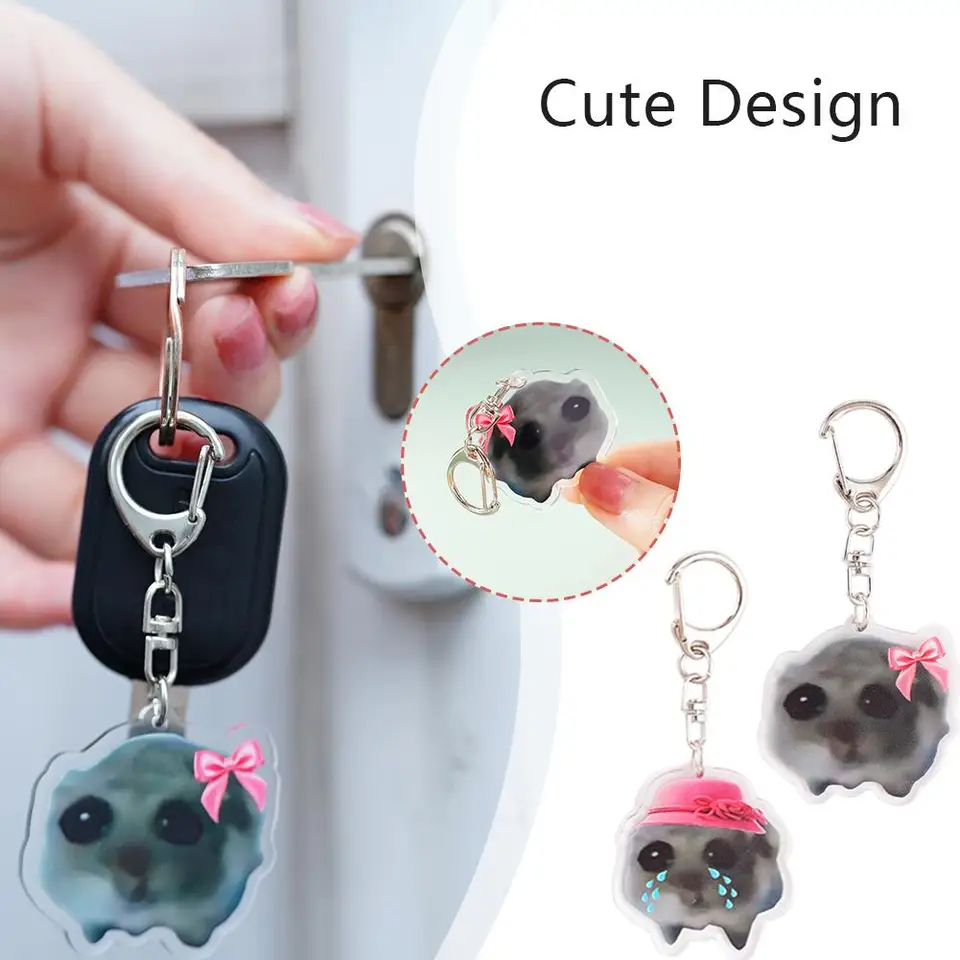 Roztomilý škrečok akrylový kľúče vtipný smutný škrečok meme nálepky tašky dekorácie Keychain Príslušenstvo Keychain Telefón x7w3