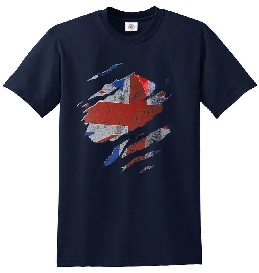 Roztrhané tričko Union Jack Flag Tričko vtipné tričko britské retro módne šport