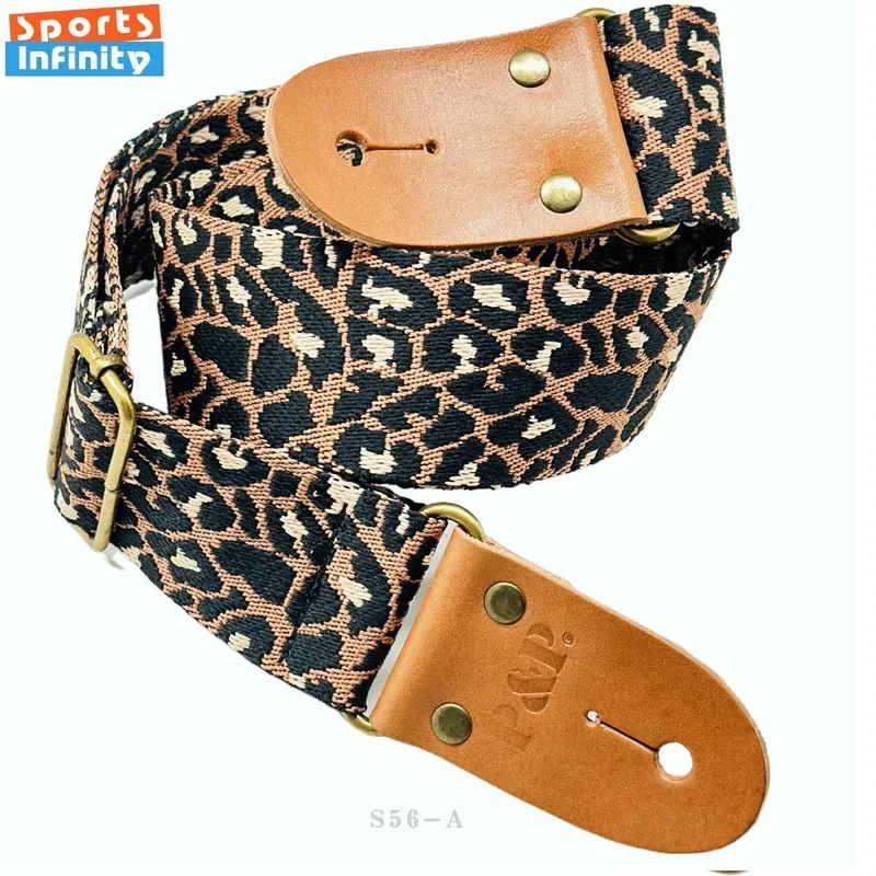 Rozšírené a zahustené akustické gitarové remienok Jacquard Plaid Leopard Print Folk elektrické gitarové ramenné ramenné remienok Guitar