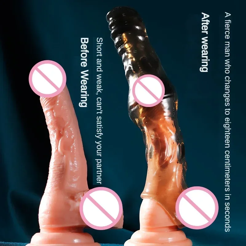 Rozšírte 7 cm penis zväčšenie rukávu Vibrátor Vibrátor kohút opakovane použiteľné kondómy Sex Hračky pre mužov