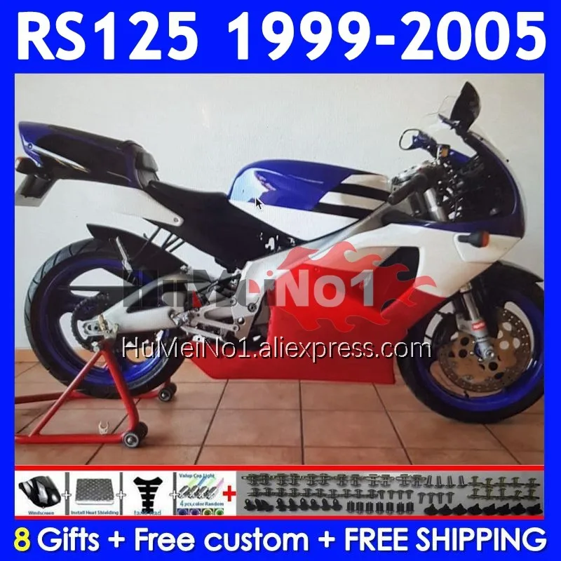 RS125R pre Aprilia Rs 125 R RR RS4 RS-125 311NO.155 RS125 99 00 Biela modrá 01 02 03 04 05 1999 2000 2001 2002 2003 2005 Fairing
