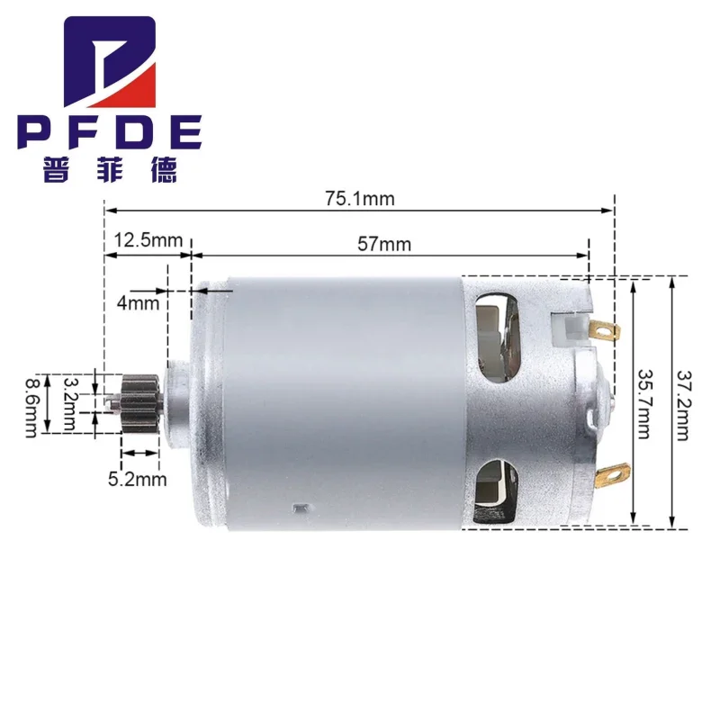 RS550 Vysoký krútiaci moment jednosmerného momentu pre vŕtacie zariadenia Elektrické vybavenie 10,8 V/12v/14,4 V/16,8 V/18V/21V/25V Motor