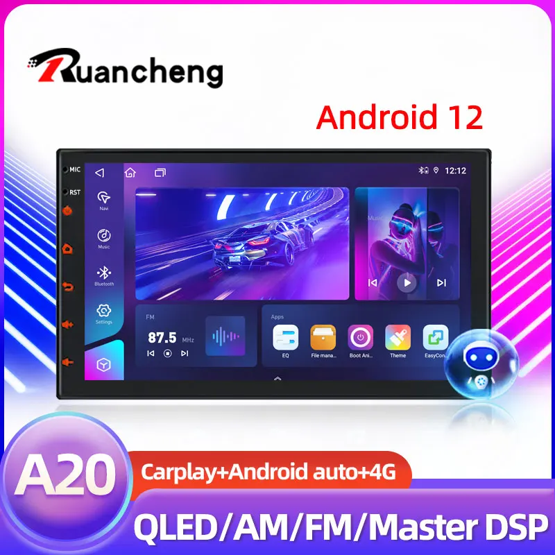 Ruancheng 2 Din Universal 7 '' Car Radio Multimedia s GPS Android12 CarPlayer 2Din 8 Core CarPlay 8G+256G 4G Head Unit