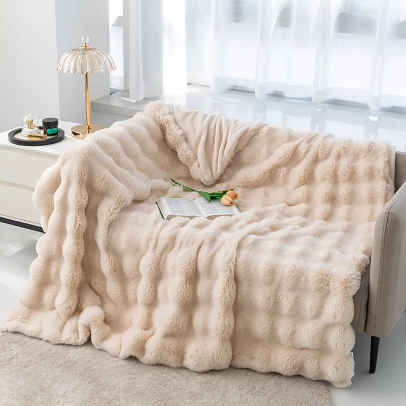 RUCHED LUXURIOUS Soft Faux kožušina Hádzanie fuzzy plyšový elegantný s reverzibilnou pokrývkou norky kráľovná kráľ pre pohovku stoličku