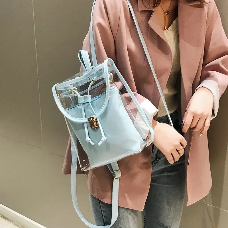 Rucksack ženy Transparentné bagpack želé Mini batoh letná školská taška na back back balíček pre dievčatá Mochila Transparente 2024