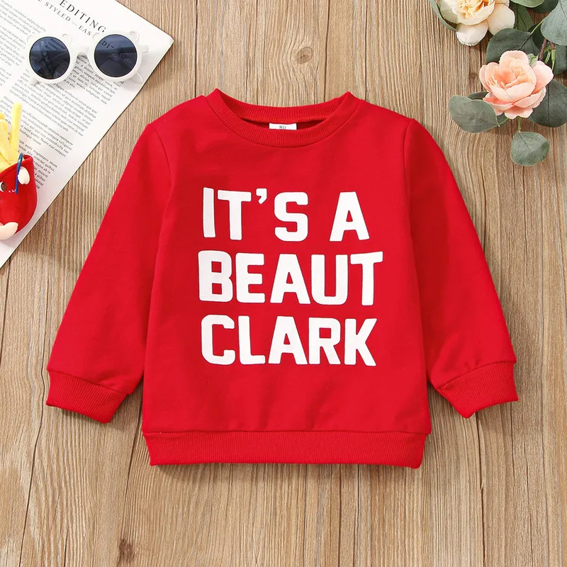 Ruewey 6 mesiacov až 7 rokov vianočné deti Girl Girl Boy Pullover Letter Print Round Brck Dlhé rukávy Príležitostné vrcholy
