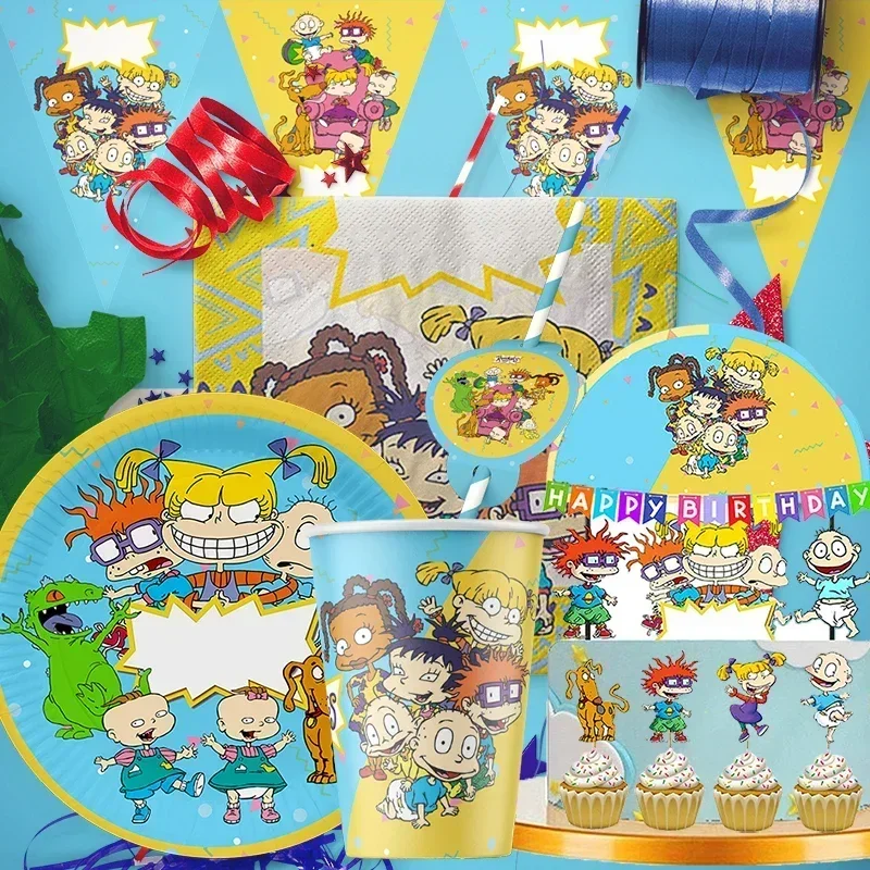 Rugratg Gowild Party Supplies Set Set Cup Cup Plates Brskins for Kids Birthday Party Dekorácie chlapci a dievčatá bábätko