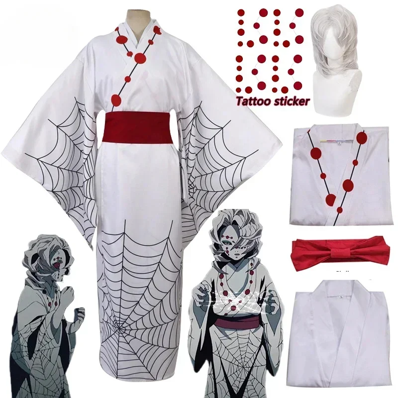 Rui Cosplay anime démon Slayer Spider Spider Oni Ayaki Rui Cosplay kostým parochňou parochňu tetovanie Kimono Halloween kostýmy pre ženy