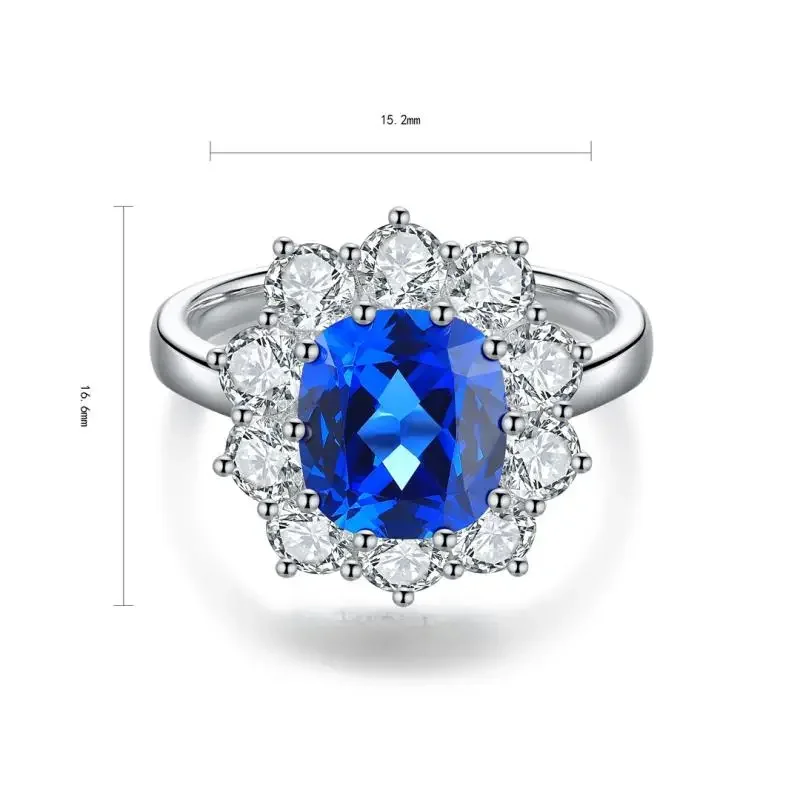 Ruif 2024 Nový dizajn S925 Strieborný hlavný kameň 3.21Ct vankúš Lab pestovaný kobalt spinel prstene šperky ženy