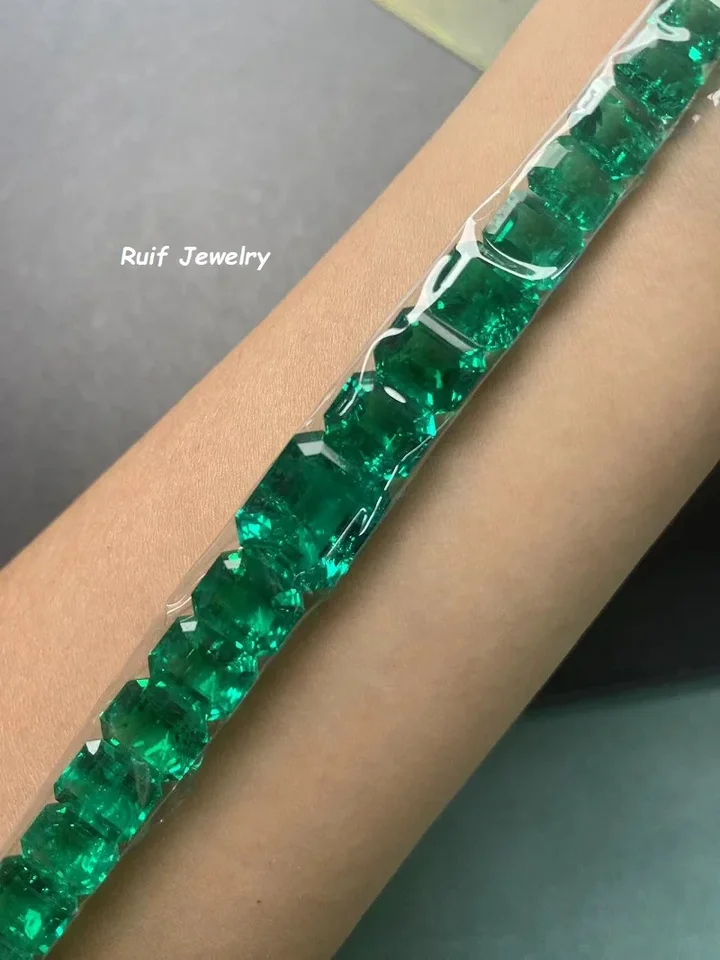 Ruif Original DIY Pekné inklúzne laboratórium pestované smaragd gemstone na výrobu jemných náramkov
