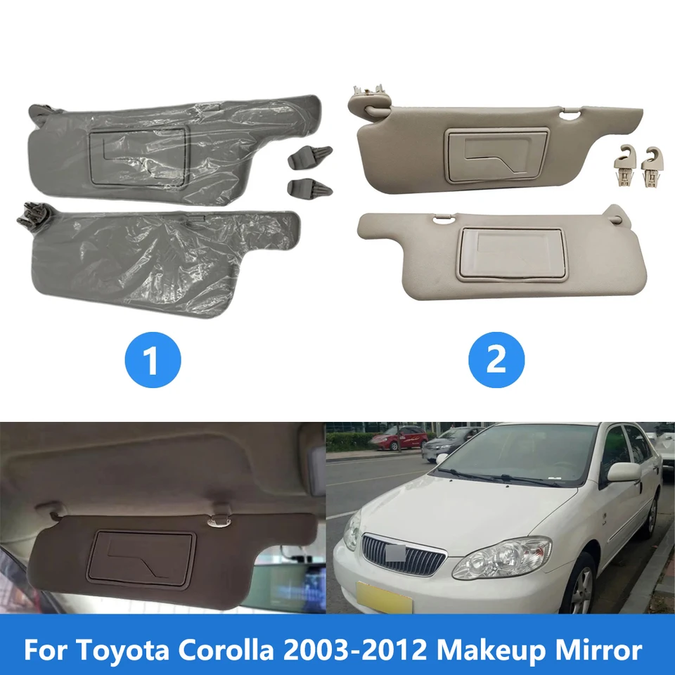 RUILI596 Slnko slnečného automobilu pre Toyota Corolla 2003-2012 Make-up Mirror Sun Shielding Board Vnútorné čelné sklo Sunvisor 7432002720