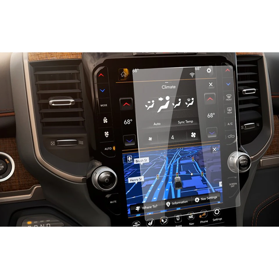Ruiya pre RAM 1500 2500 3500 2019 12 -palcový navigačný dotykový dotykový chránič automatického interiéru Automatické interiérové ​​príslušenstvo Temperovaný sklenený film