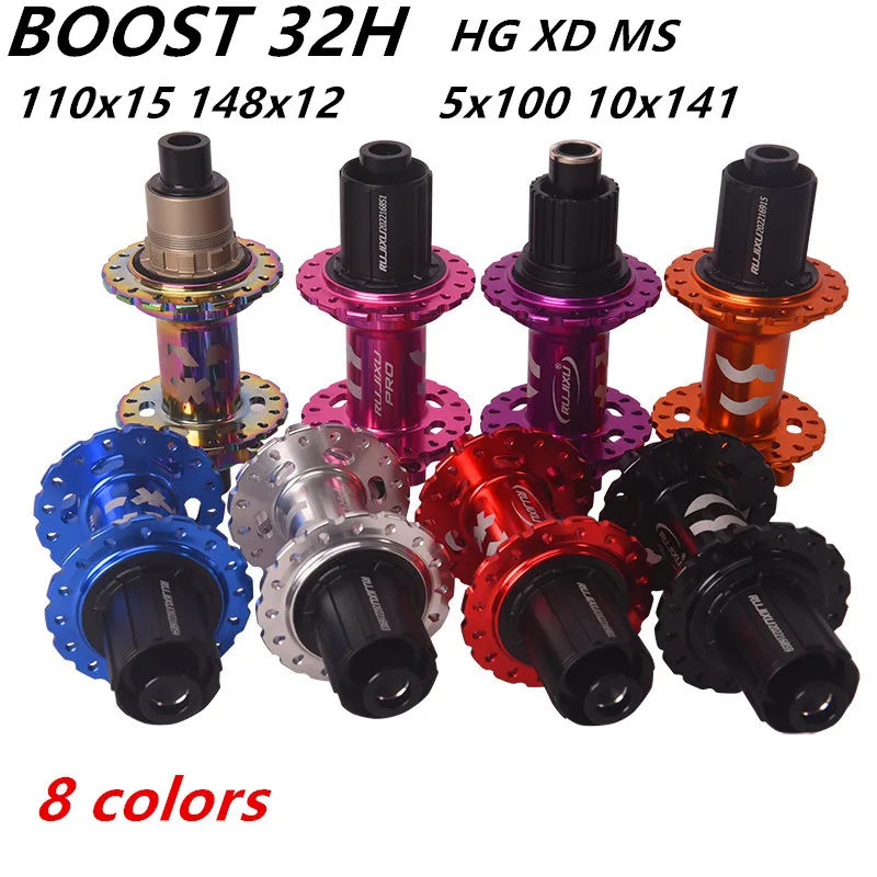 Rujixu Boost MTB Bike 32H Hub Cr-Mo Steel AAXL Zadný 5x141mm QR 10x141 12x148 Thru Ta 32 dier Hg xD MS 9 10 11 12S