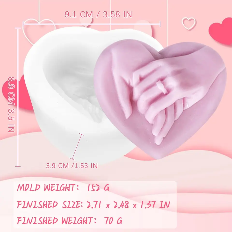 Ruka v ruke Mydlové formy srdiečko Silikónová živicia forma pre domáci deň Valentín Domáce mydlové sviečka výroba polymér