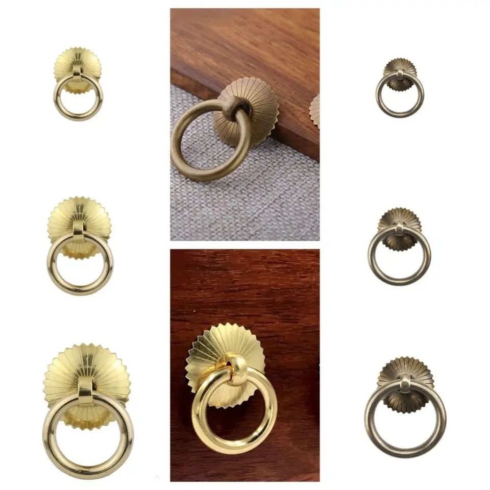 Rukoväť Pull Rings Kruhový bronzový prsteň zásuvky Knobs mosadz starožitné klepanie dverí šperky