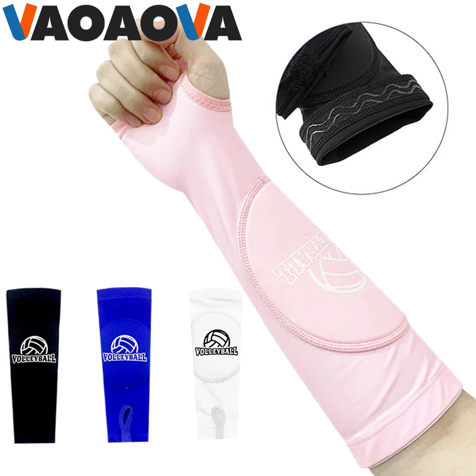 Rukávy volejbalových rúk 1pair deti/dospelých, ktoré prechádzajú rukávmi na predlaktie s ochrannými vankúšikami a palcami, čalúnené ruky