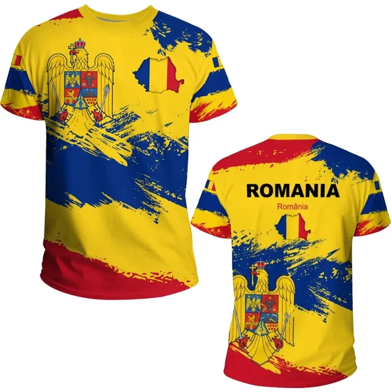Rumunská vlajka Grafické tričká pre mužov Gym Sports Tričko Rumunsko futbalový dres 3D futbalový klub Team Tričko Dámske oblečenie