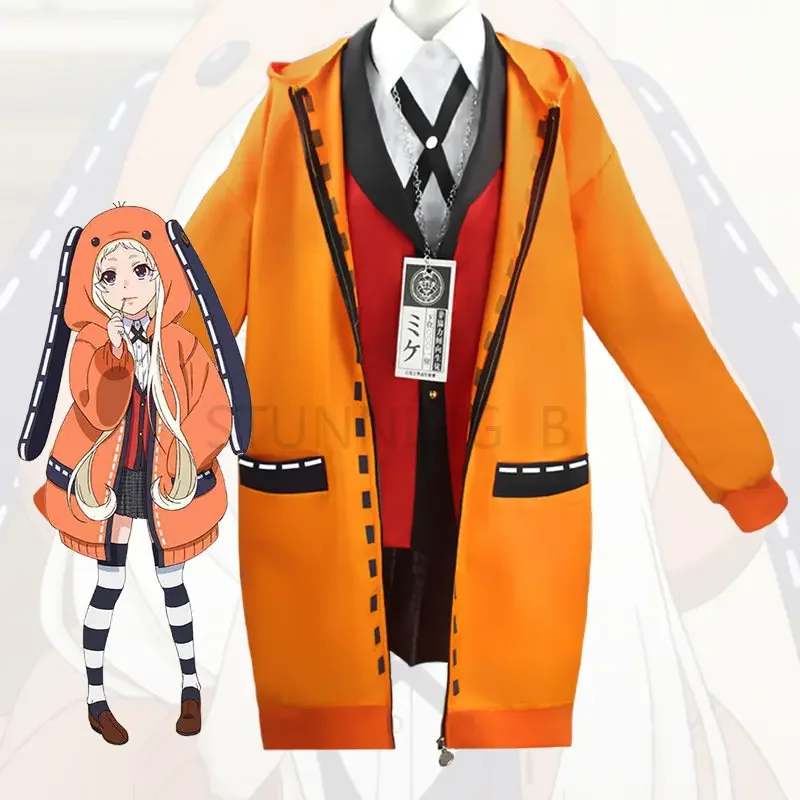 Rune yomozuki runa cosplay kostým anime Kakegurui kompulzívne hazardné hry Orange Hoodie Zip Jacket Coat OI636