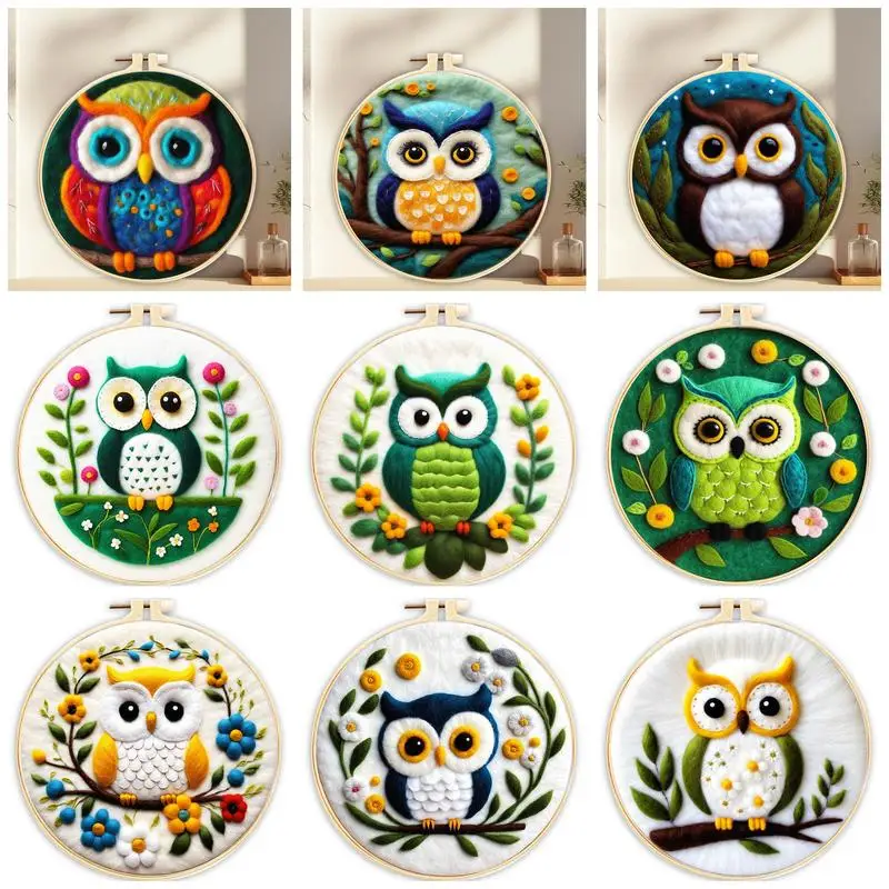Ruopoty 1 balenie sovy Vzor vlna Felting Painting Kit pre začiatočníkov pre začiatočníkov DIY Felt Crafts Balíček Felt ihla pre ručné remeslá