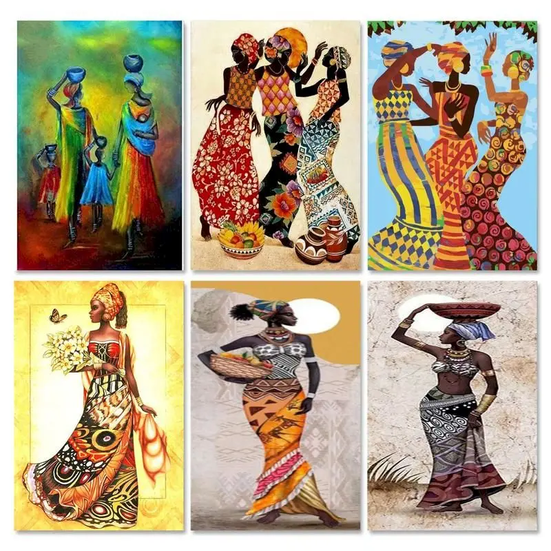 Ruopoty 5D Diamond Painting African Woman Smienok Ráme Diamond výšivka krížový steh portrét Mozaika Predaj detekcie