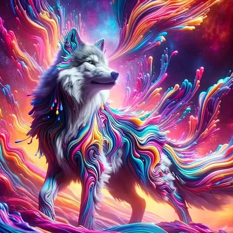 Ruopoty DIY Diamond Painting Wolf Full Round Square Drills Rodinestone Diamond Art Painting Handraft pre začiatočníkov domáce dekory