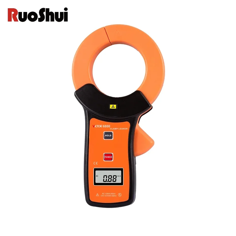 RUOSHUI 6800 Digitálny únik aktuálny tester 600V SKLADOVANIE AMMETER AMMETER AUTOPORMA VYMAZAJTE VYSOKÝ SI Vysokú citlivosť 0,01 mA CLAMP