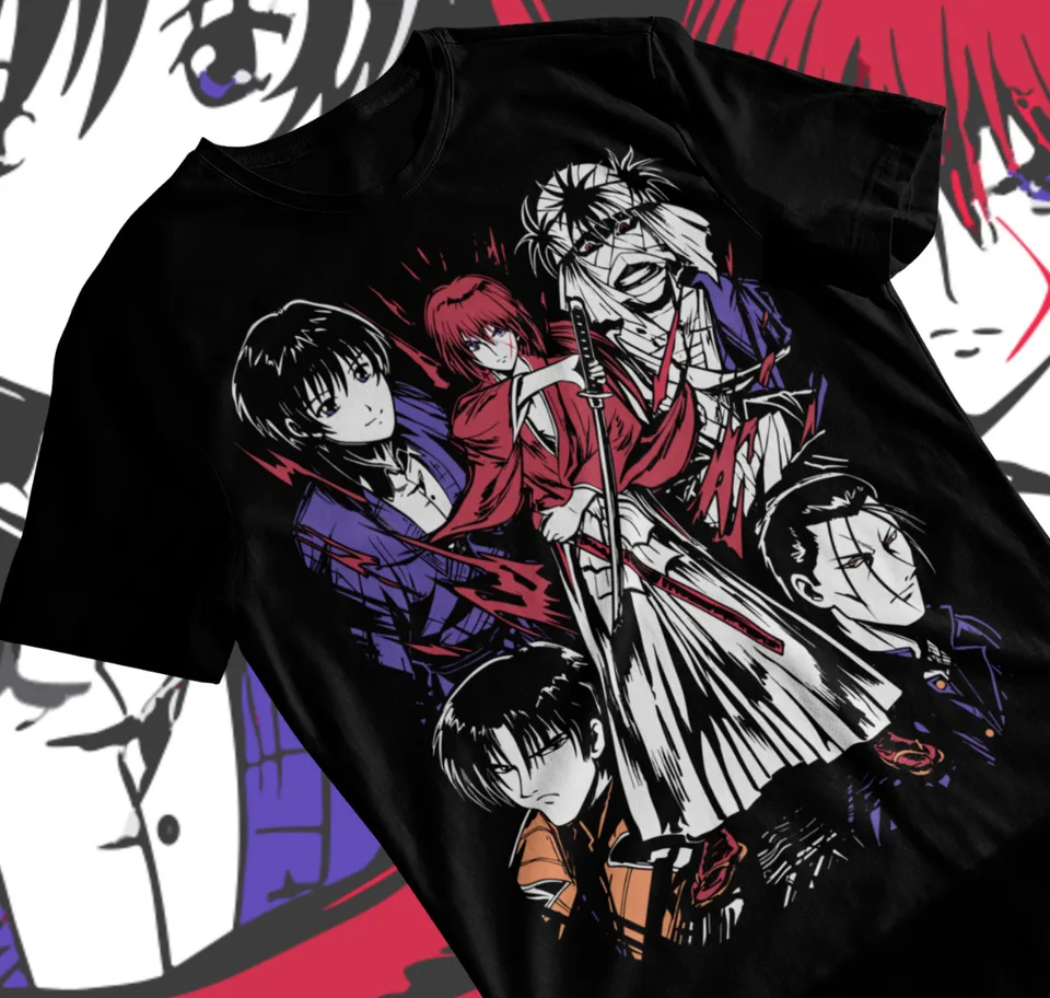 Rurouni Kenshin Samurai Himura Tričko Rurouni Kenshin Anim čierna košeľa Soft Tee