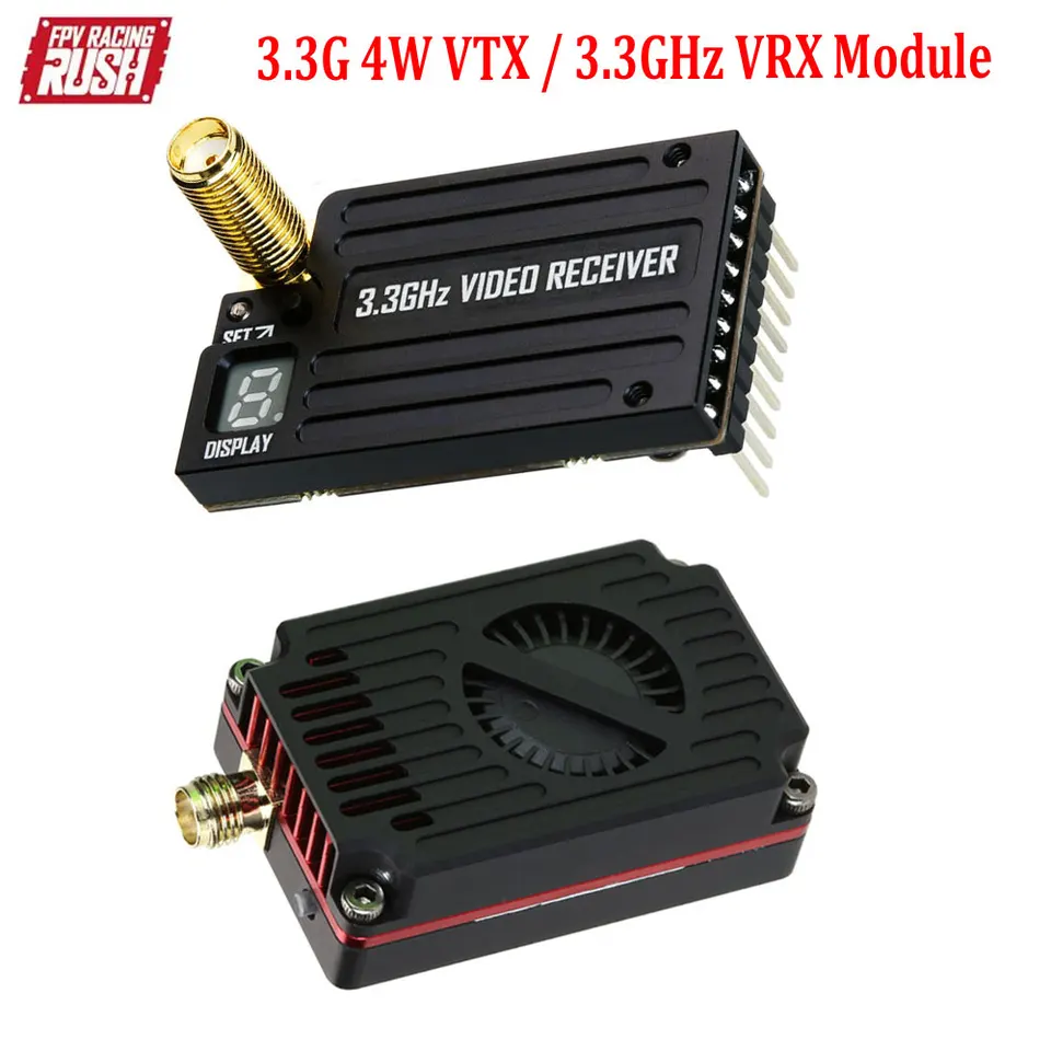 RushFPV 3,3G 4W VTX Podporuje IRC TRAMP Protocol 7-30V VIDEO VIDIODITY A 3,3 GHz Glasses VRX Modul pre RC FPV DRONE DRONE