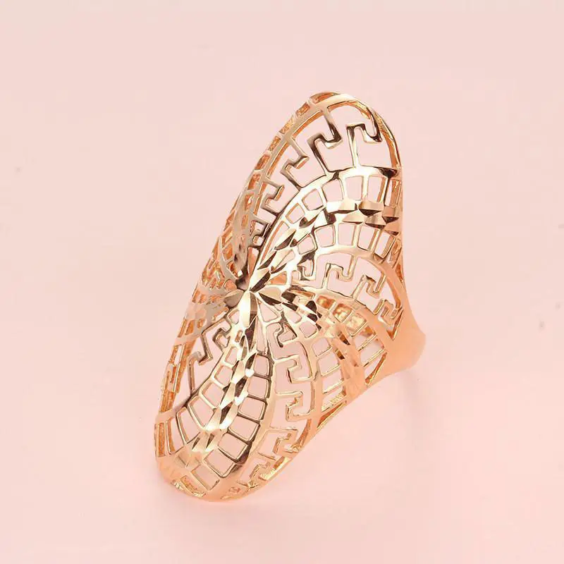 Rusko 585 Purple zlatý butik dutý kvetinový prsteň Čisté 18k ružové zlato Gold Gold Luxusný módny kruh pre ženy