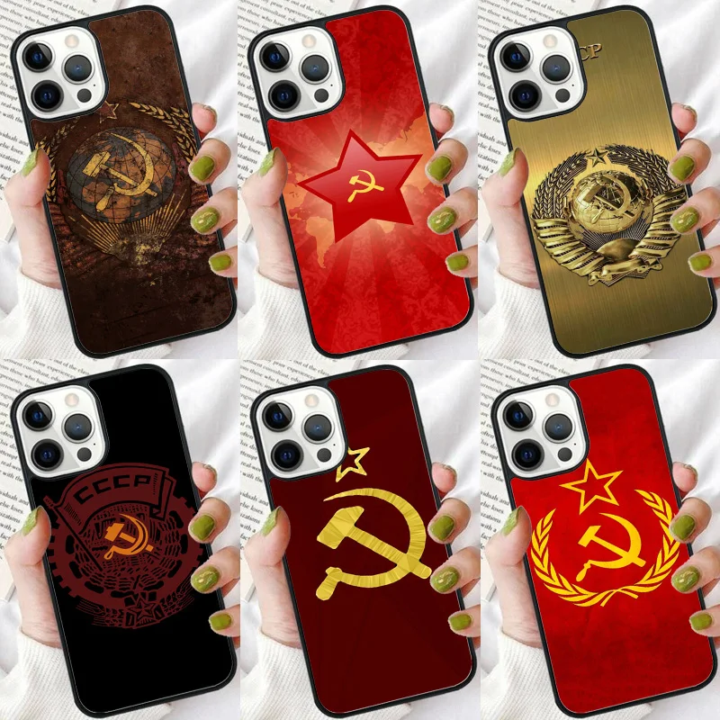 Rusko Soviet Emblem Flag Puzdro pre iPhone 16 15 14 plus xr xs 11 12 13 Pro Max