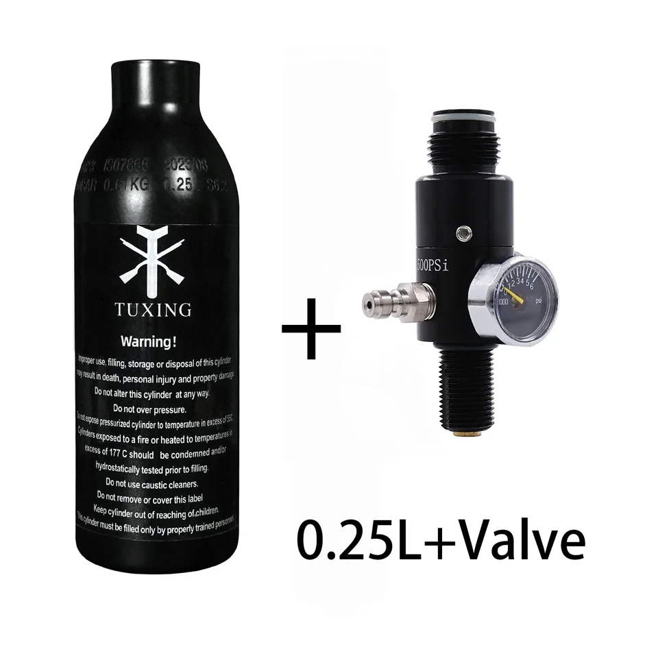 Ruxovanie 0,25 l 250 ccm hliníkový valec 3000psi 30MPA Vysokotlaková vzduchová nádrž 18CI fľaša CO2 s regulačným ventilom M18*1,5