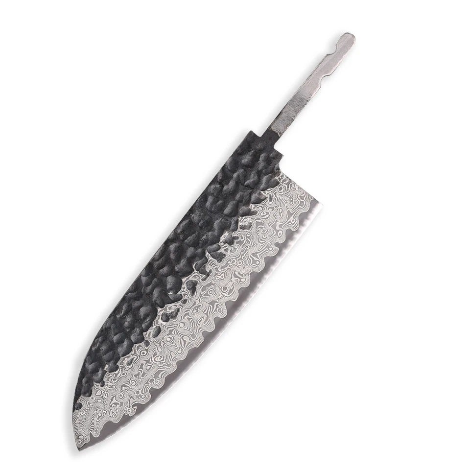 Ručne kované damascus oceľové slepé čepeľ, malý santoku nôž, tepelne ošetrená blade s blade, ručne vyrábaný nôž na výrobu napájania