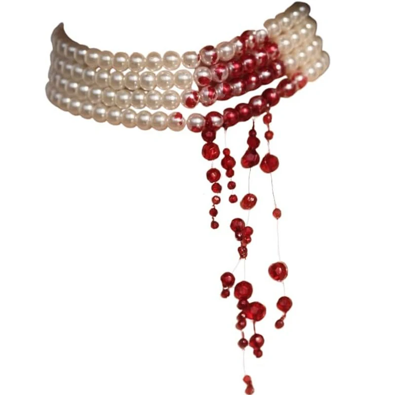 Ručne vyrobená kvapkajúca krv Imitácia perly náhrdelník upíry vampire party kostýmy Dievčatá Dievčatá šperky darčeky pre ňu