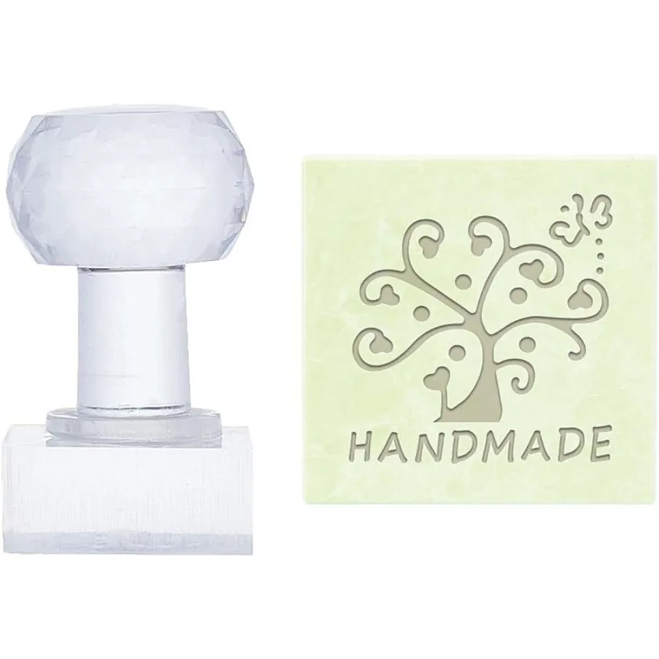 Ručne vyrobená pečiatka na mydlovú pečiatku akrylová pečiatka s rukoväťou stromu mydla Embosing Stamp Soap Chapter